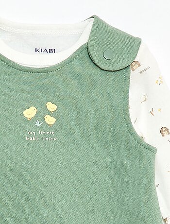 Completo body a maniche lunghe + salopette con piedini