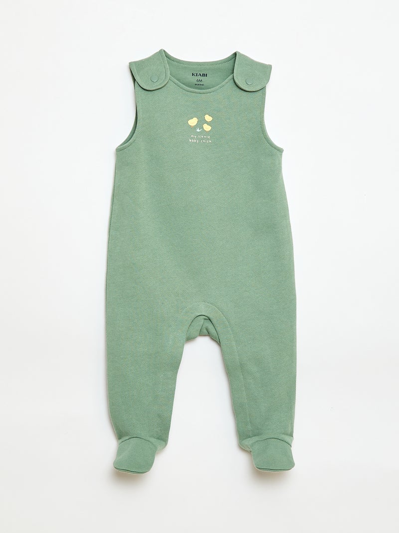 Completo body a maniche lunghe + salopette con piedini Bianco - Kiabi