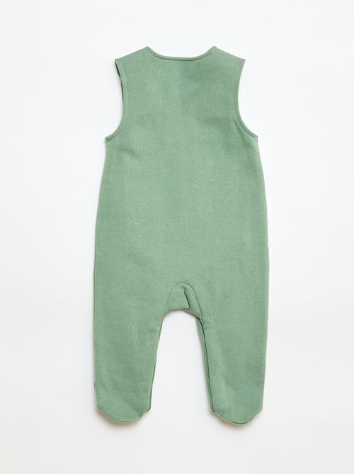 Completo body a maniche lunghe + salopette con piedini - Kiabi