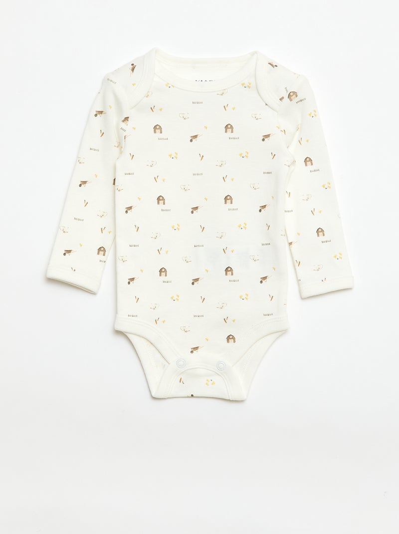 Completo body a maniche lunghe + salopette con piedini Bianco - Kiabi