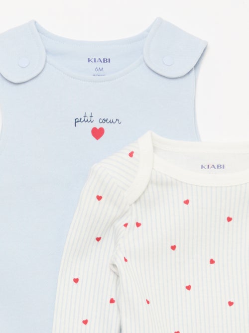 Completo body a maniche lunghe + salopette con piedini - Kiabi Completo body a maniche lunghe + salopette con piedini - Kiabi