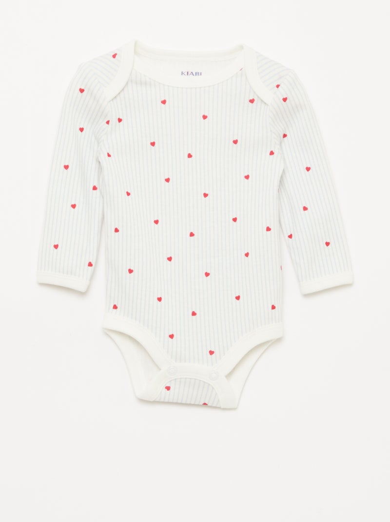 Completo body a maniche lunghe + salopette con piedini Blu - Kiabi