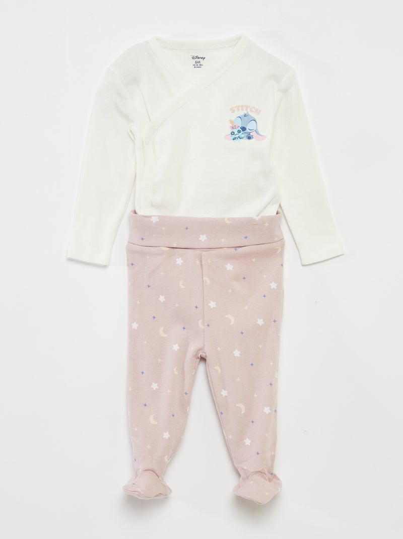 Completo body + leggings con piedini 'Stitch' ROSA - Kiabi