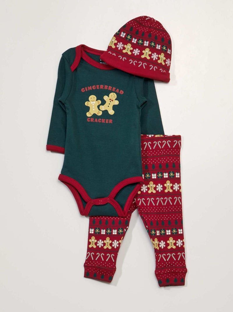 Completo body + leggings + cuffietta - 3 pezzi Verde - Kiabi