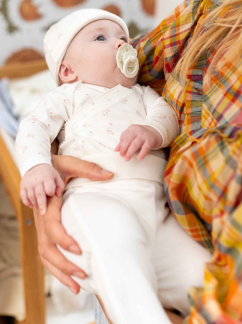 Completo body pantaloni con piedini cuffietta BIANCO