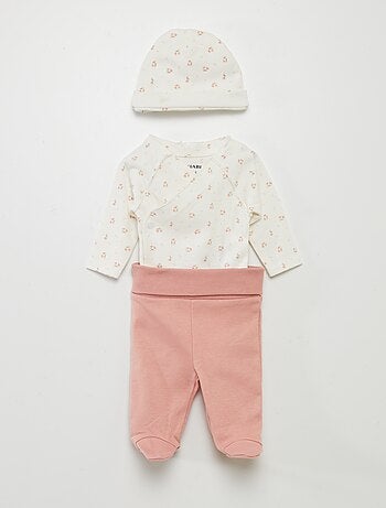 Completo body + pantaloni con piedini + cuffietta