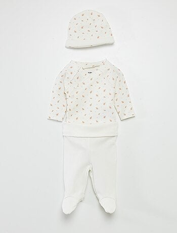 Completo body + pantaloni con piedini + cuffietta