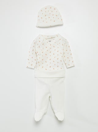 Completo body + pantaloni con piedini + cuffietta