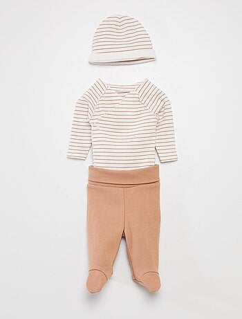 Completo body + pantaloni con piedini + cuffietta