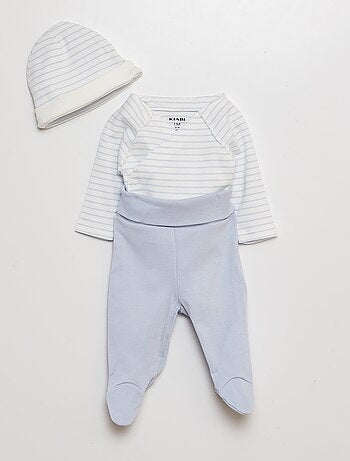 Completo body + pantaloni con piedini + cuffietta