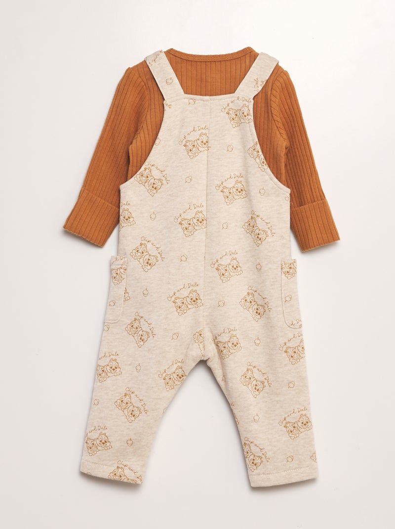 Completo body + salopette + berretto 'Cip & Ciop' - 3 pezzi BEIGE - Kiabi