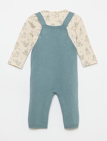 Completo body + salopette in maglia + berretto 'Disney' - 3 pezzi