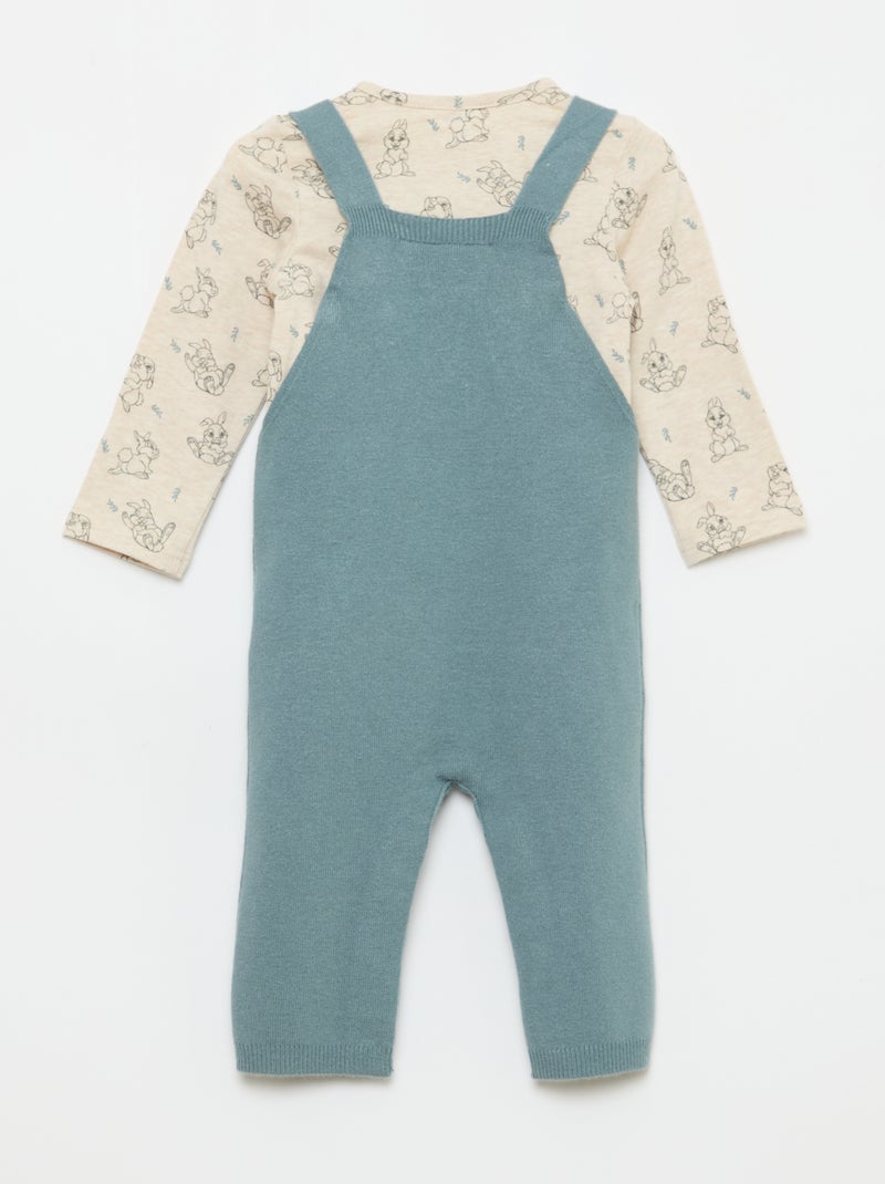 Completo body + salopette in maglia + berretto 'Disney' - 3 pezzi Blu - Kiabi