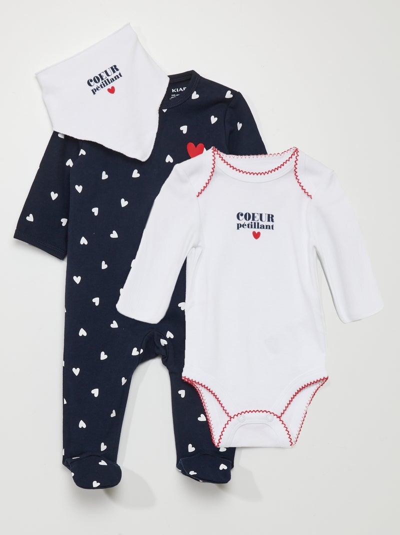Completo body + tutina con stampa cuori BIANCO - Kiabi