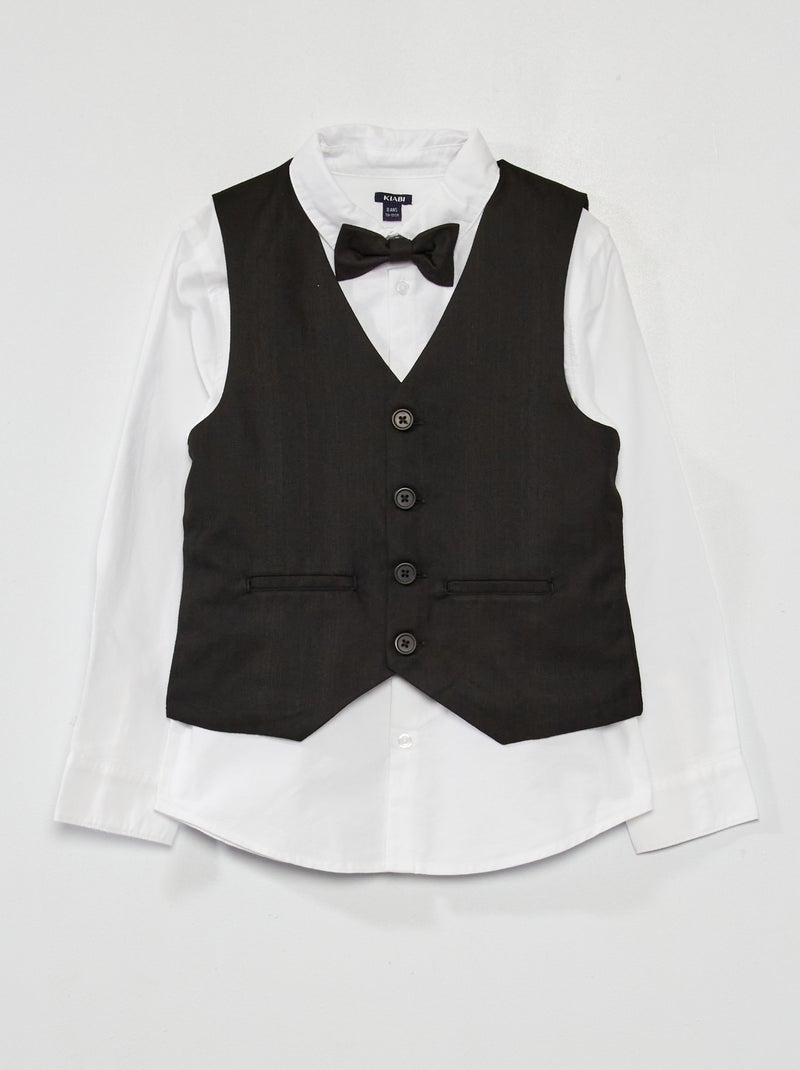 Completo camicia + cardigan + papillon 3 pezzi Bianco - Kiabi
