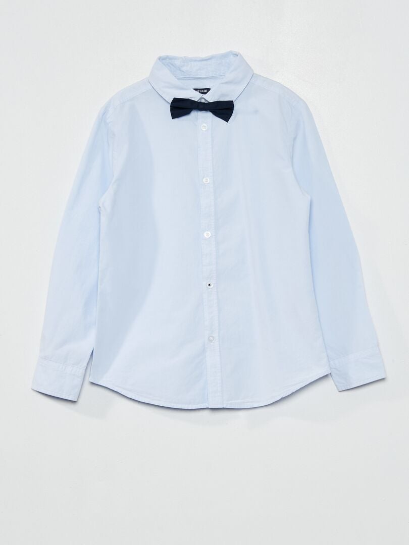 Completo camicia cotone + papillon grigio blu - Kiabi