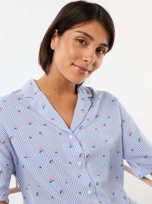 Completo camicia da notte a righe all-over - Kiabi