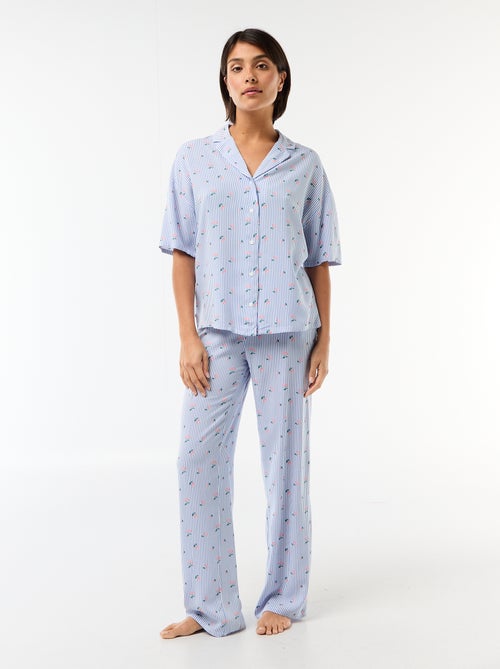 Completo camicia da notte a righe all-over - Kiabi