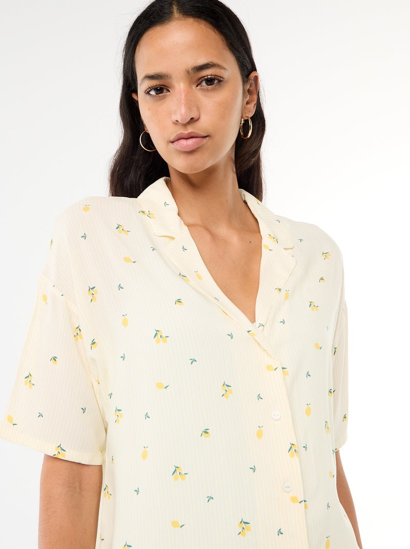 Completo camicia da notte a righe all-over Giallo - Kiabi