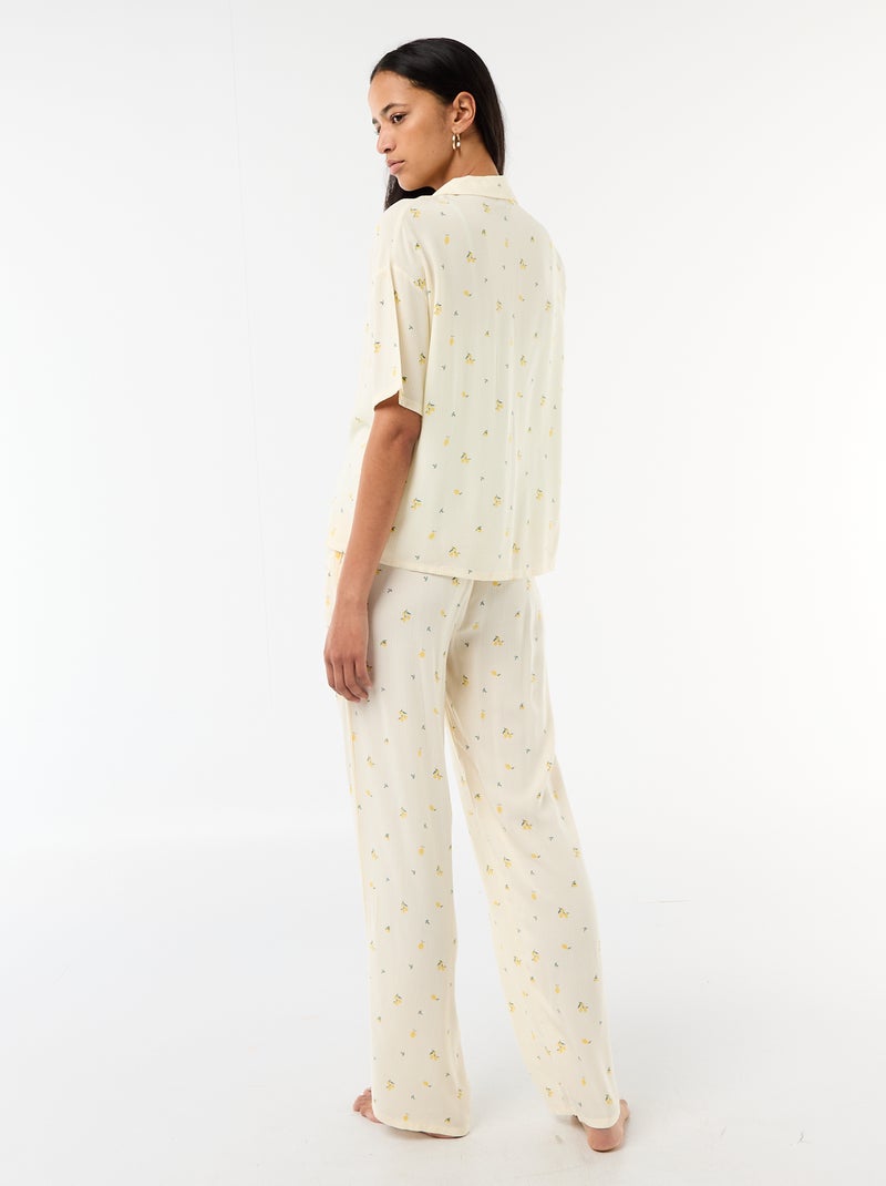 Completo camicia da notte a righe all-over Giallo - Kiabi