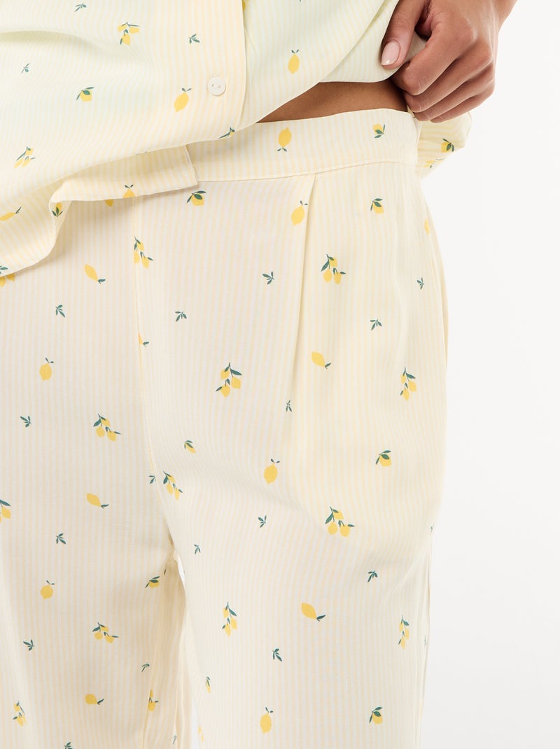 Completo camicia da notte a righe all-over Giallo - Kiabi