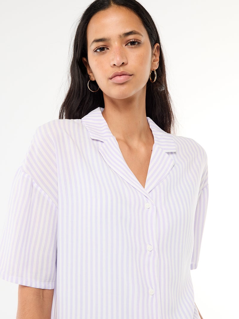 Completo camicia da notte a righe Viola - Kiabi