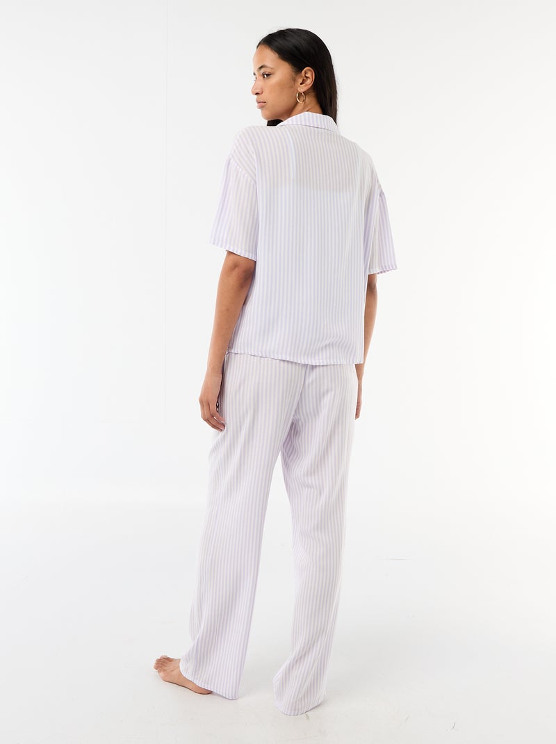 Completo camicia da notte a righe Viola - Kiabi