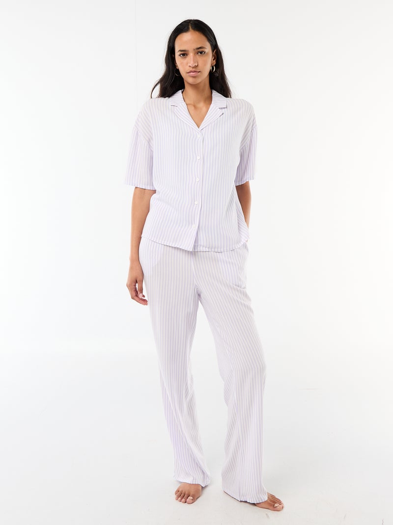 Completo camicia da notte a righe Viola - Kiabi