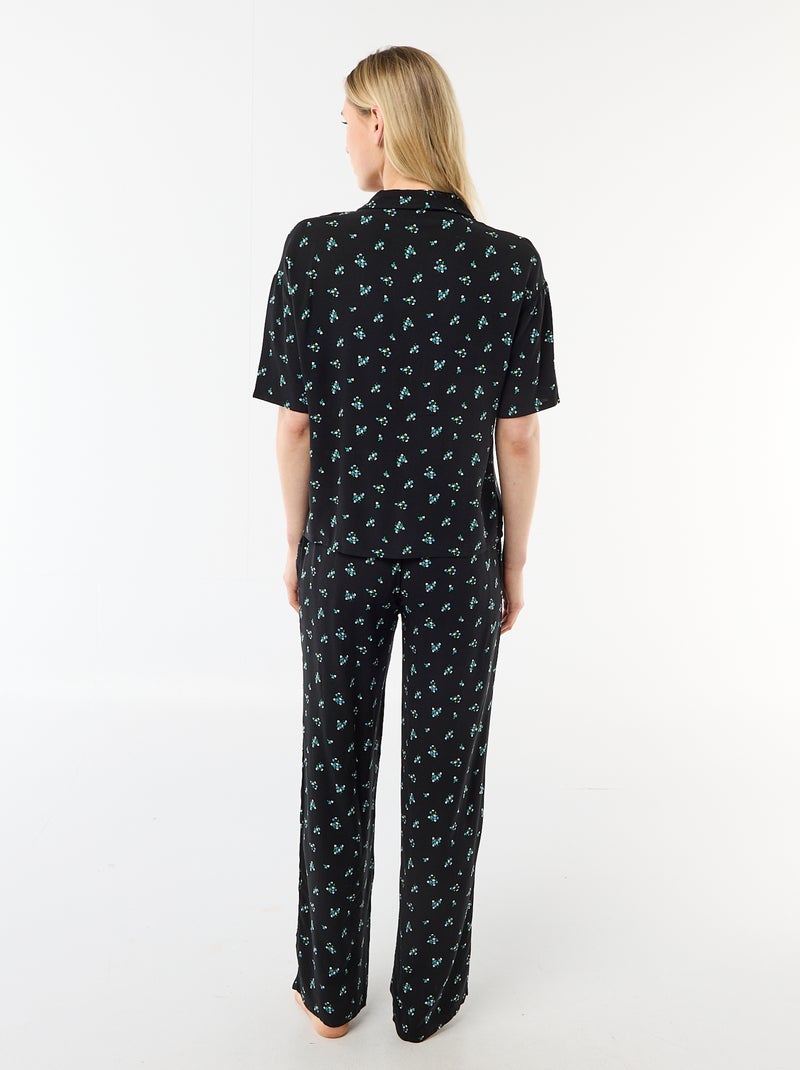 Completo camicia da notte all-over Nero - Kiabi