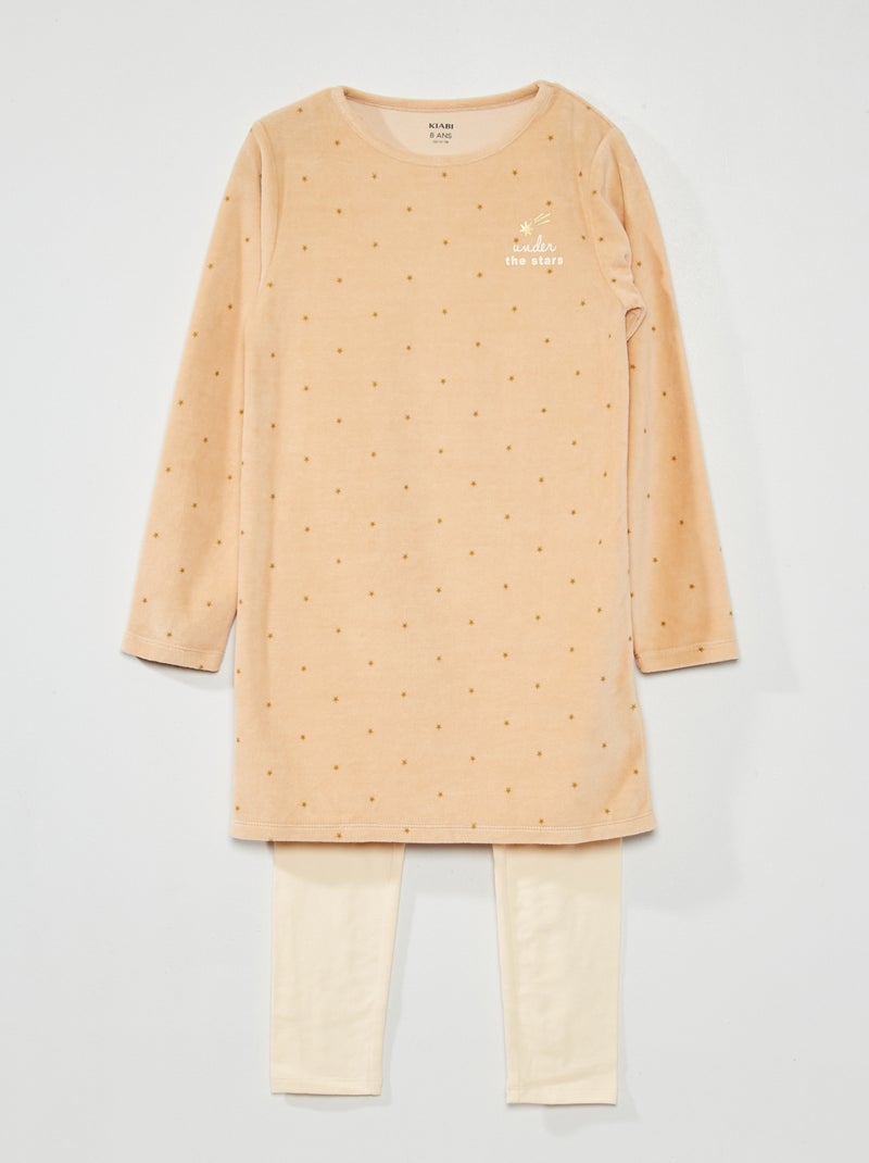 Completo camicia da notte + leggings BEIGE - Kiabi