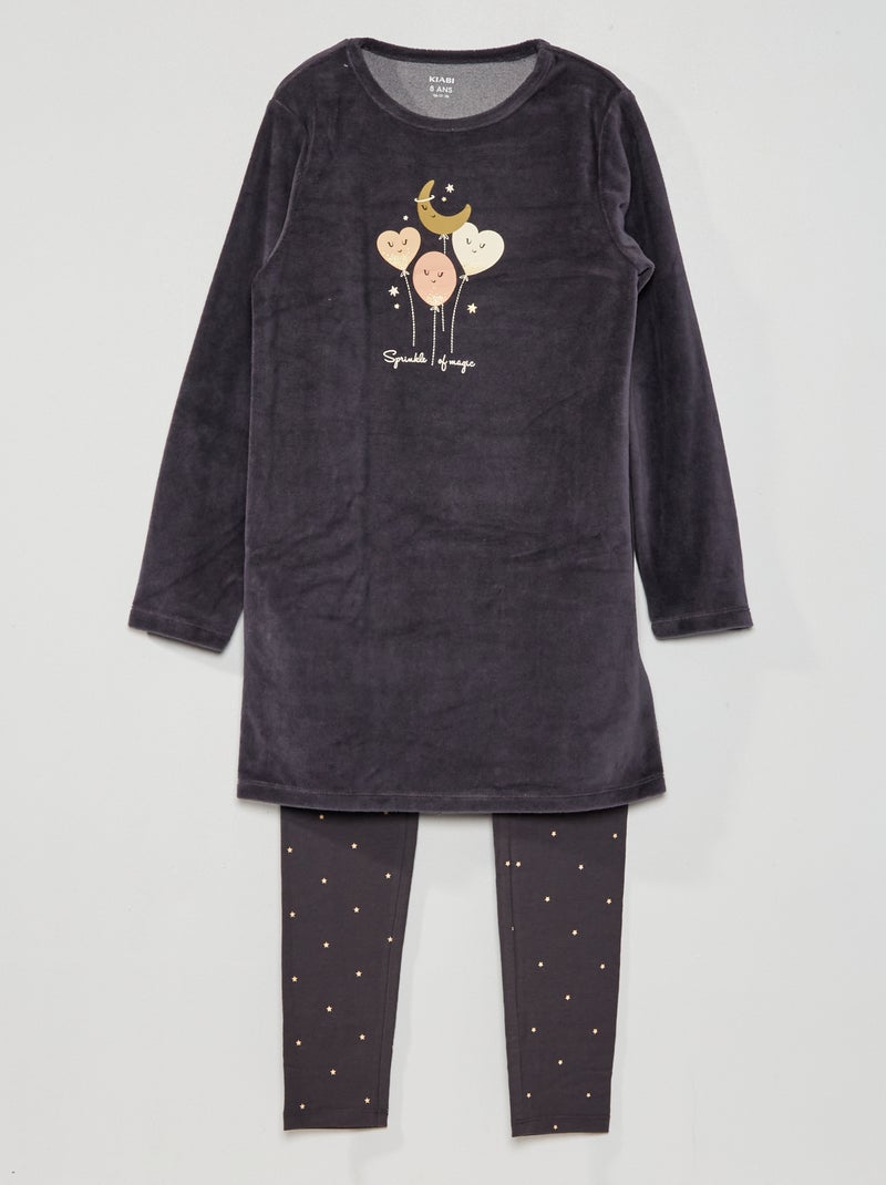 Completo camicia da notte + leggings NERO - Kiabi
