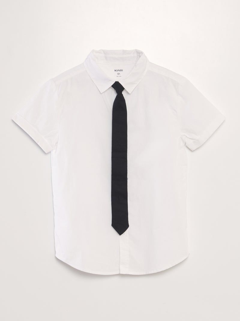 Completo camicia in cotone + cravatta - 2 pezzi bianco - Kiabi