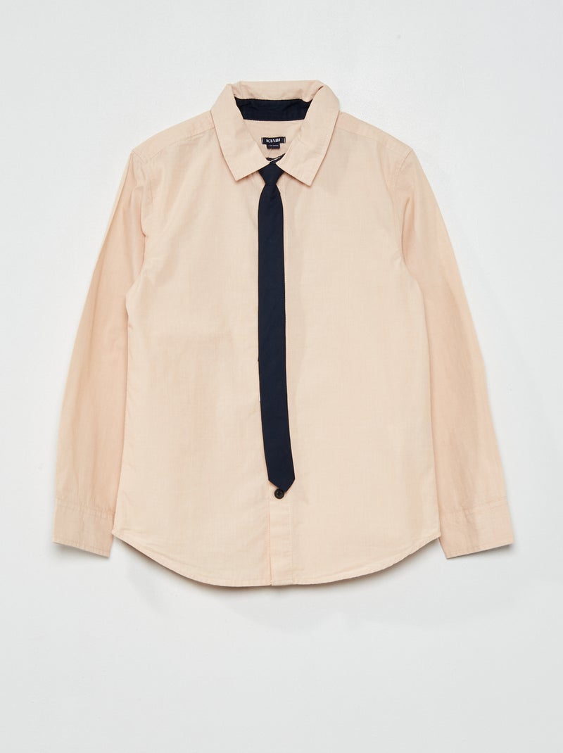 Completo camicia in cotone + cravatta BEIGE - Kiabi