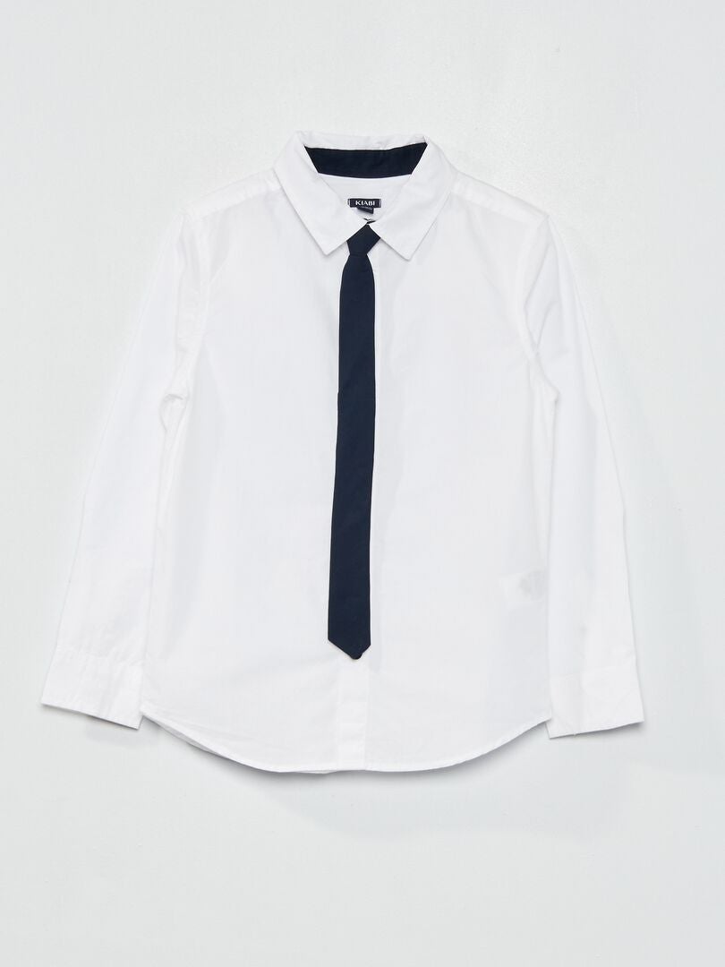 Completo camicia in cotone + cravatta Bianco - Kiabi