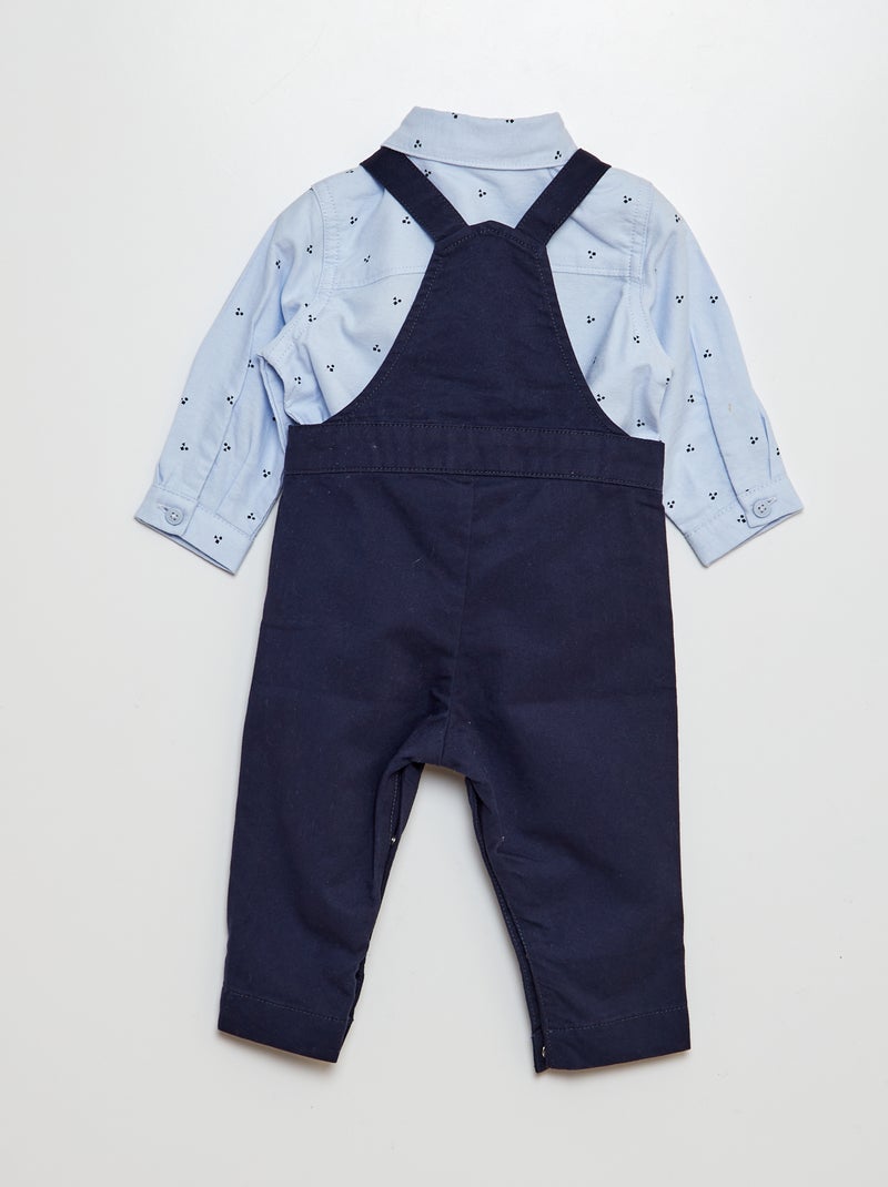Completo camicia in oxford + salopette in twill - 2 pezzi BLU - Kiabi