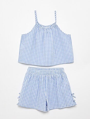 Completo canotta + pantaloncini a motivo Vichy - 2 pezzi