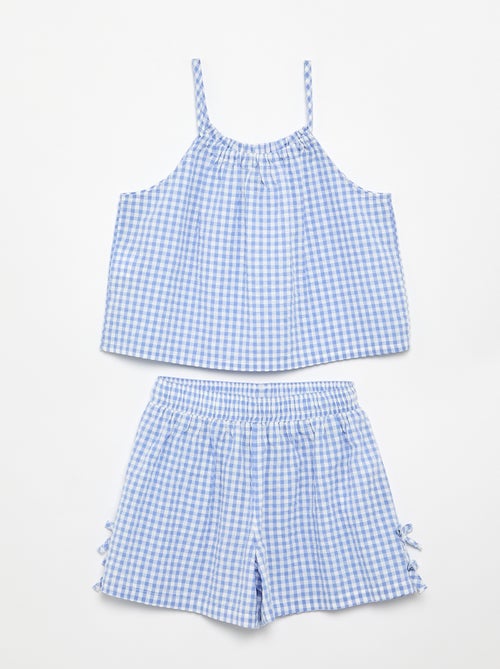 Completo canotta + pantaloncini a motivo Vichy - 2 pezzi - Kiabi