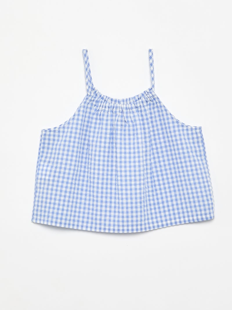 Completo canotta + pantaloncini a motivo Vichy - 2 pezzi Blu - Kiabi