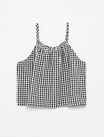 Completo canotta + pantaloncini a motivo Vichy - 2 pezzi