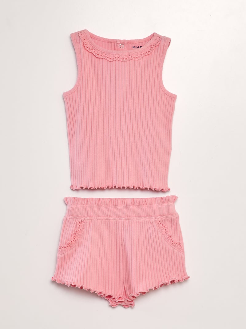 Completo canotta + shorts a coste - 2 pezzi ROSA - Kiabi