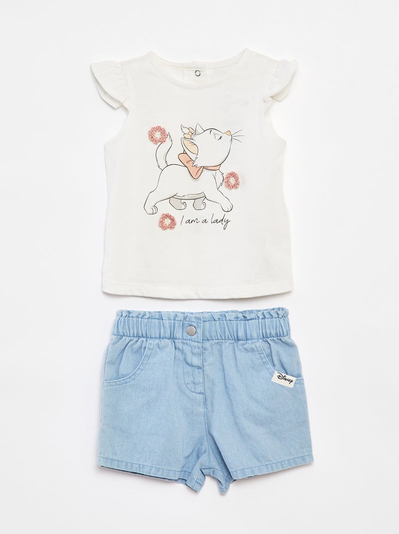 Completo canotta + shorts con stampa 'Minou' BIANCO - Kiabi