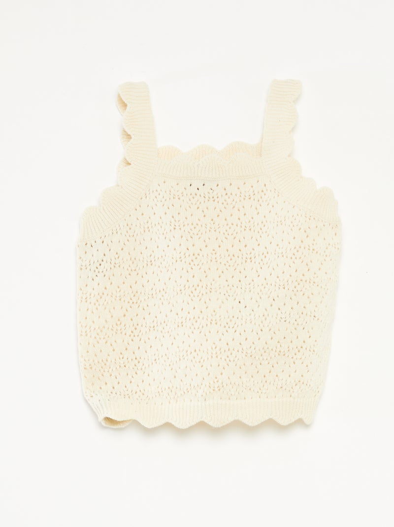 Completo canotta + shorts lavorato a maglia - 2 pezzi BIANCO - Kiabi