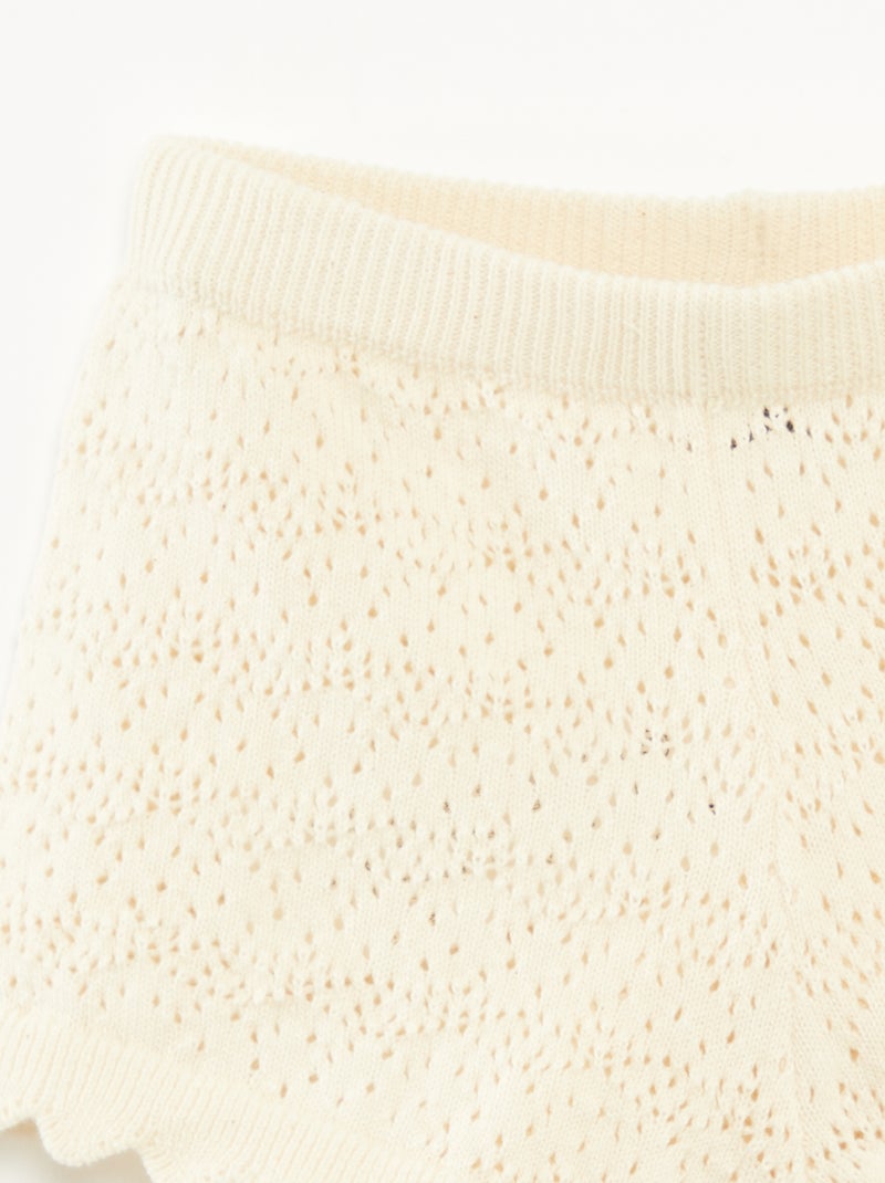 Completo canotta + shorts lavorato a maglia - 2 pezzi BIANCO - Kiabi