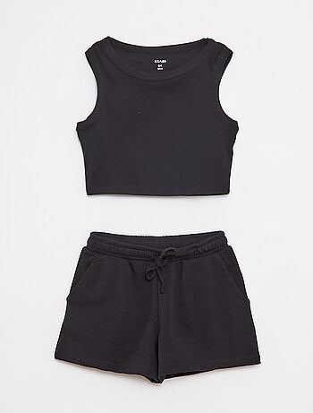Completo canotta + shorts tinta unita - 2 pezzi