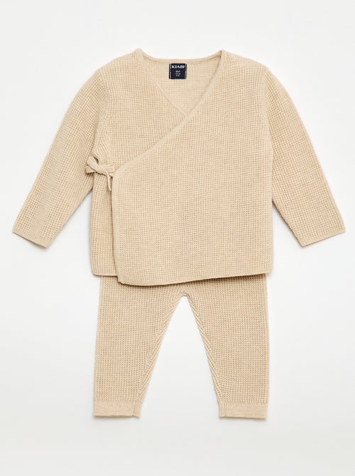 Completo cardigan a cuore + leggings in maglia - 2 pezzi - Kiabi