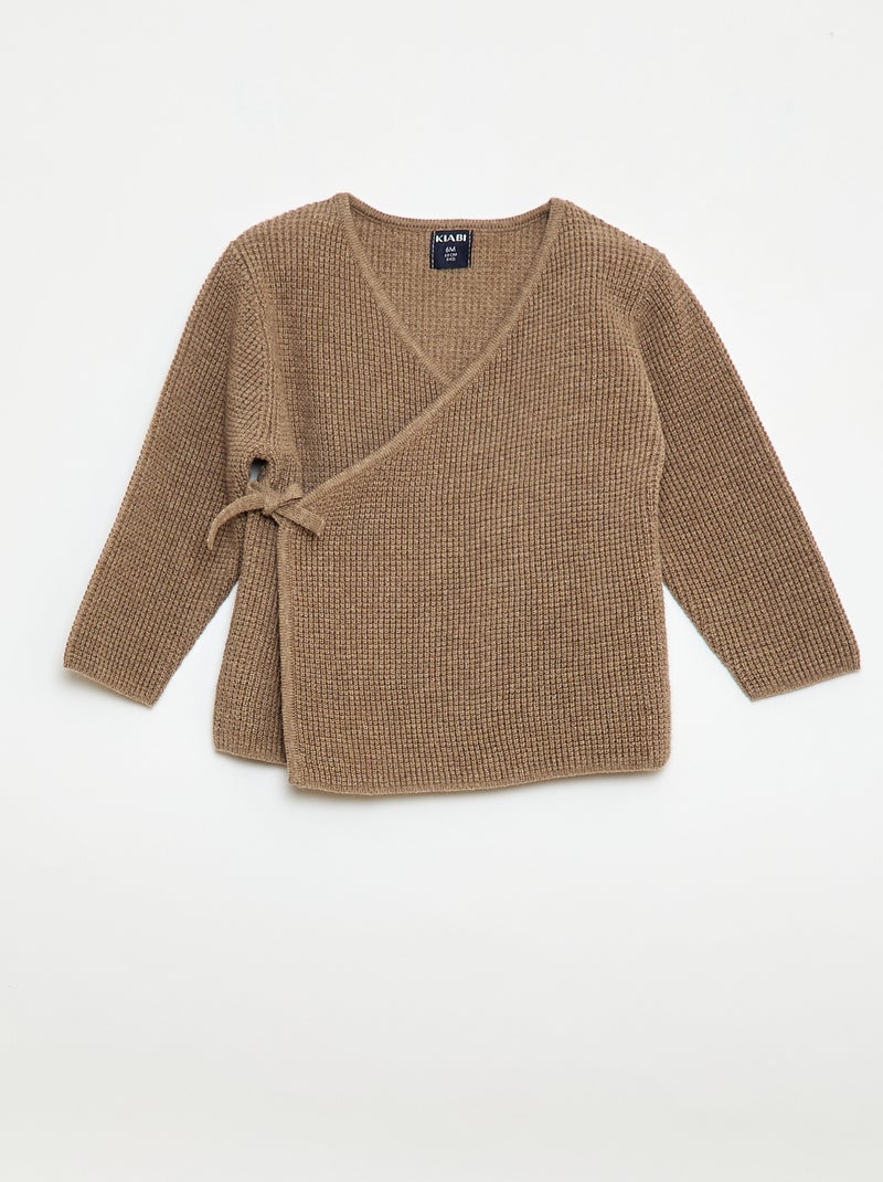 Completo cardigan a cuore + leggings in maglia - 2 pezzi Beige - Kiabi