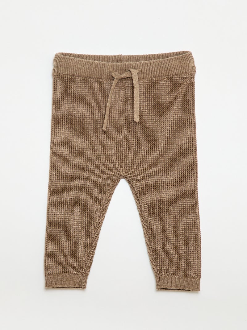 Completo cardigan a cuore + leggings in maglia - 2 pezzi Beige - Kiabi