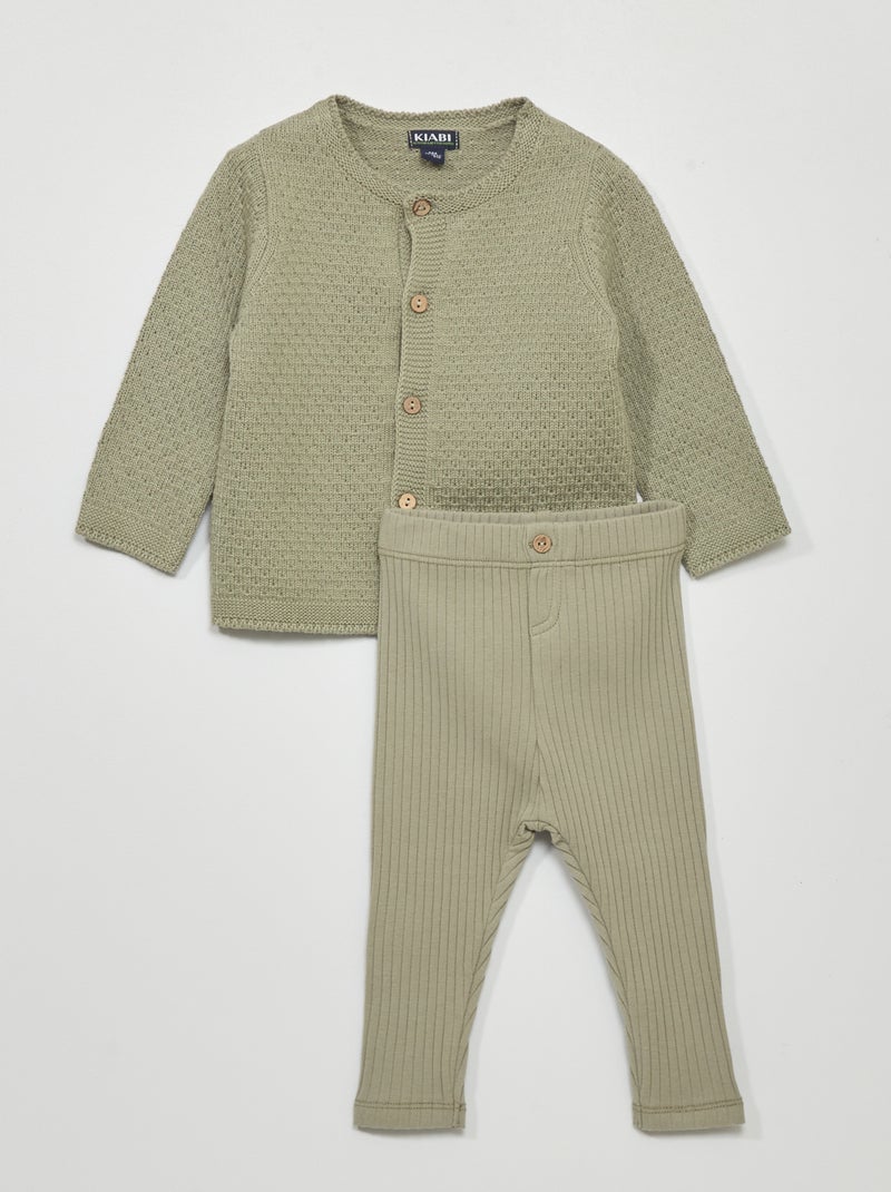 Completo cardigan + leggings - 3 pezzi grigio - Kiabi
