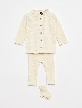 Completo cardigan + pantaloni + calzini - 3 pezzi