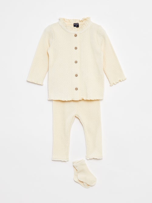 Completo cardigan + pantaloni + calzini - 3 pezzi - Kiabi